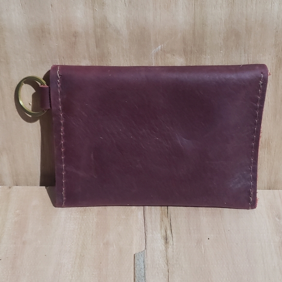 Uwakstar Designs Handmade Genuine Smooth Soft leather Maroon Card Wallet - Picture 2 of 10